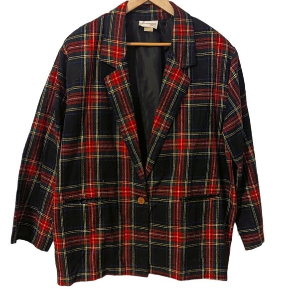 Vintage Plaid Wool Tartan Blazer Preppy Heritagecore Jacket Academia Western - Picture 1 of 7